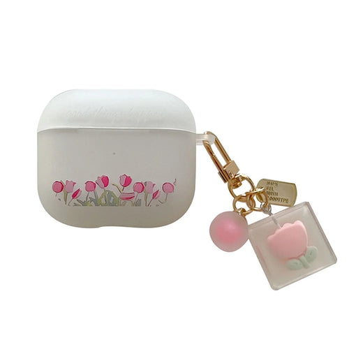 For Apple AirPods 3 Stylish Tulip Pattern Soft TPU Protective Cover Earphone Case with Flower Pendant - 1