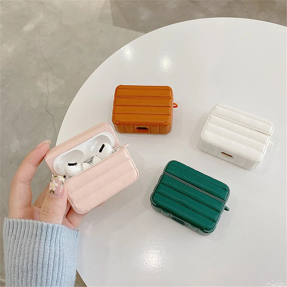 For Apple AirPods Pro PU Leather Coated TPU Earphone Case Anti-scratch Anti-drop Protective Charging Cover - Brown - 7