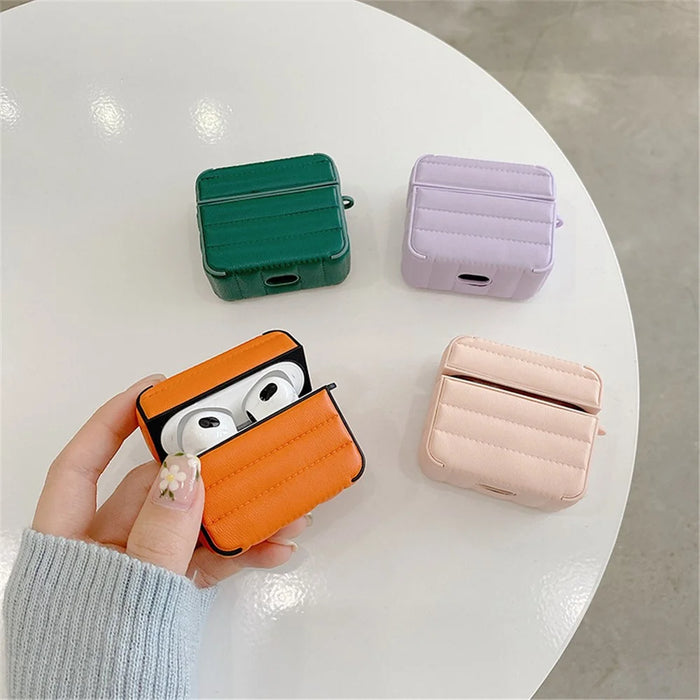 For Apple AirPods 3 Shockproof Earphone Case PU Leather Coated TPU Protective Charging Cover - Brown - 5
