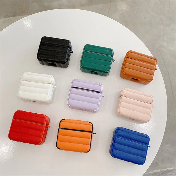 For Apple AirPods 3 Shockproof Earphone Case PU Leather Coated TPU Protective Charging Cover - Brown - 7