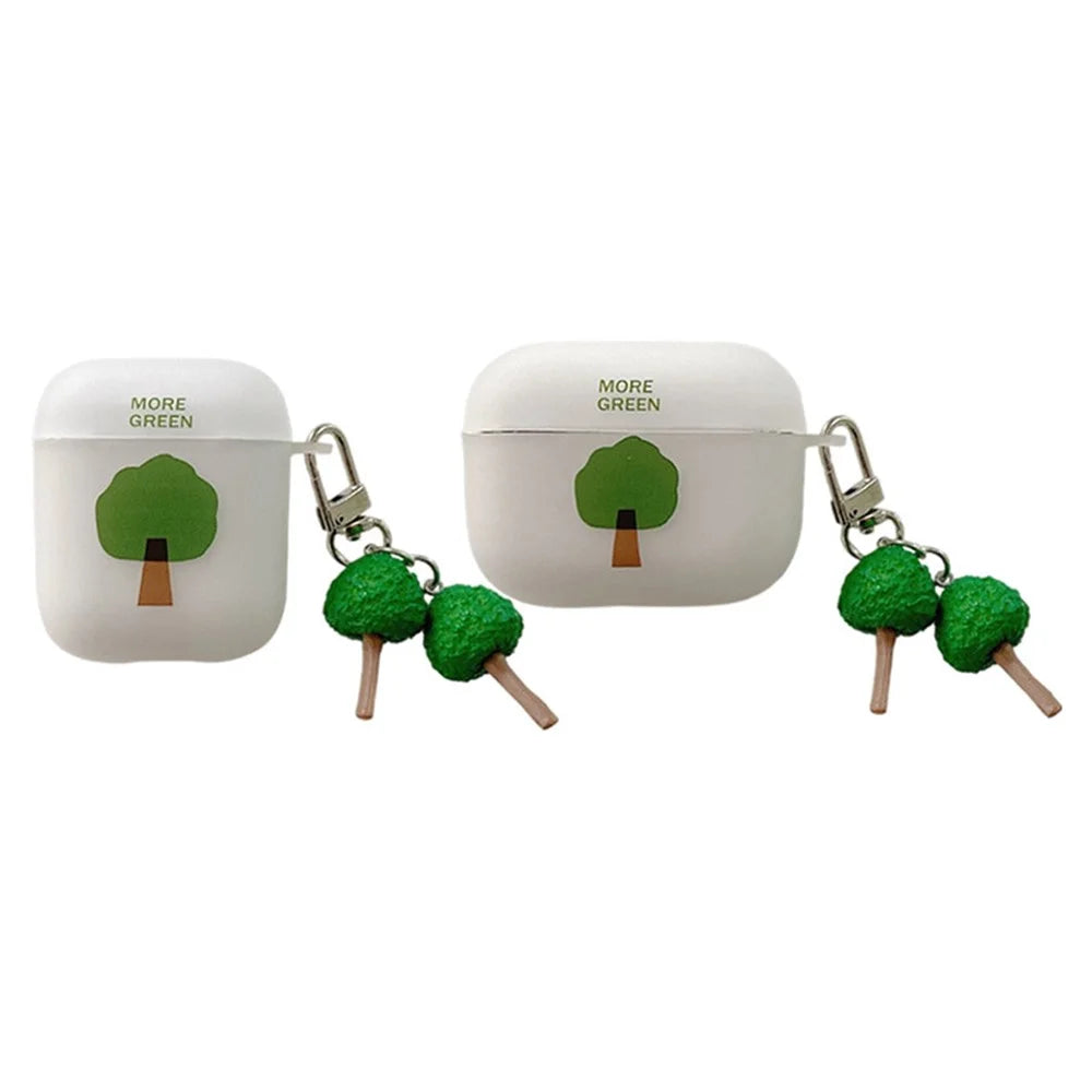 Tree Pattern Earphone Case for Apple AirPods Pro, Matte Anti-fingerprint Soft TPU Protective Cover with Tree Pendant - 1