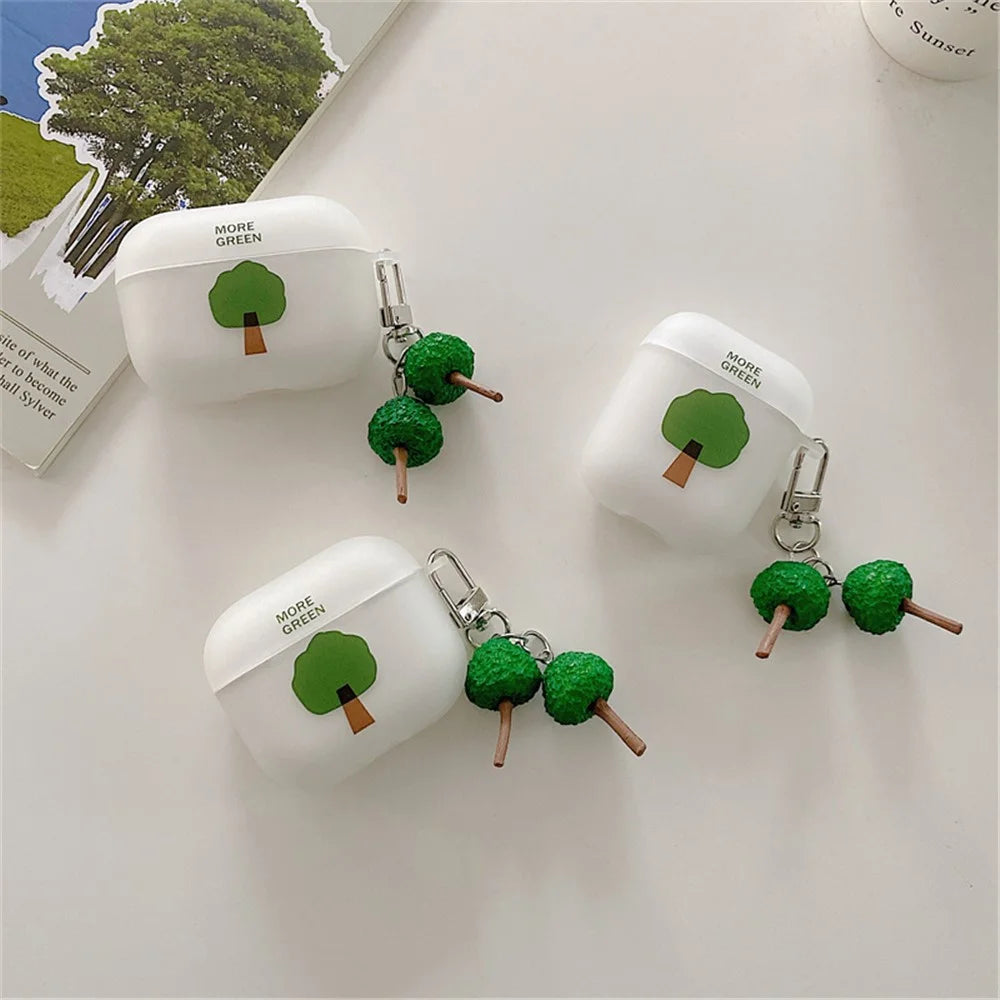 Tree Pattern Earphone Case for Apple AirPods Pro, Matte Anti-fingerprint Soft TPU Protective Cover with Tree Pendant - 2