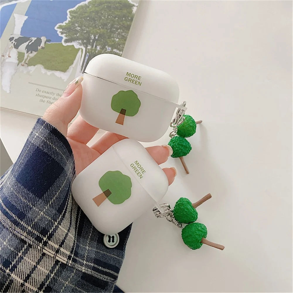 Tree Pattern Earphone Case for Apple AirPods Pro, Matte Anti-fingerprint Soft TPU Protective Cover with Tree Pendant - 3