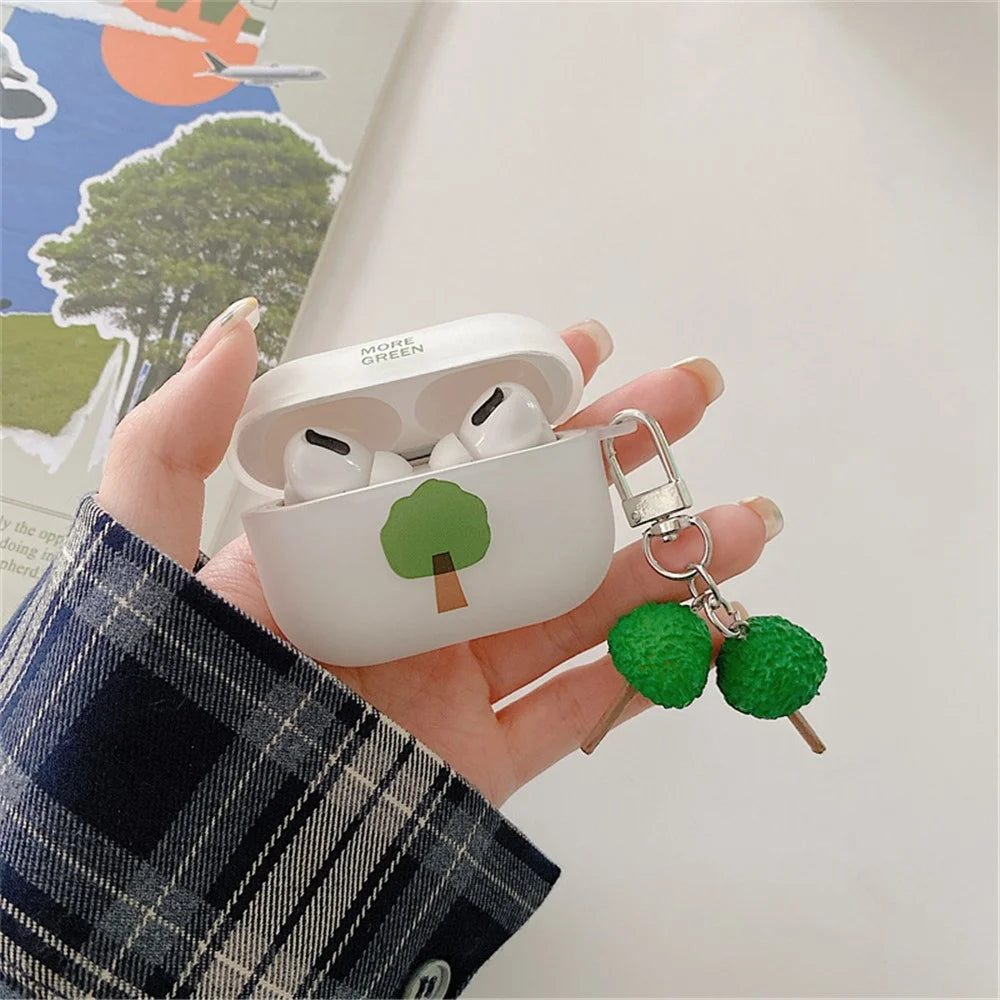 Tree Pattern Earphone Case for Apple AirPods Pro, Matte Anti-fingerprint Soft TPU Protective Cover with Tree Pendant - 7