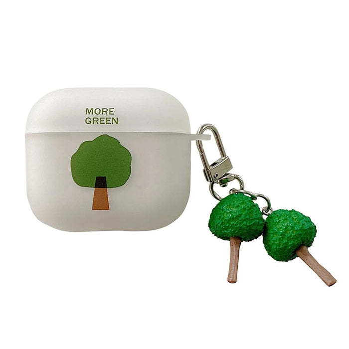 For Apple AirPods 3 Tree Pattern Matte Anti-scratch Soft TPU Protective Cover Earphone Case with Tree Pendant - 1