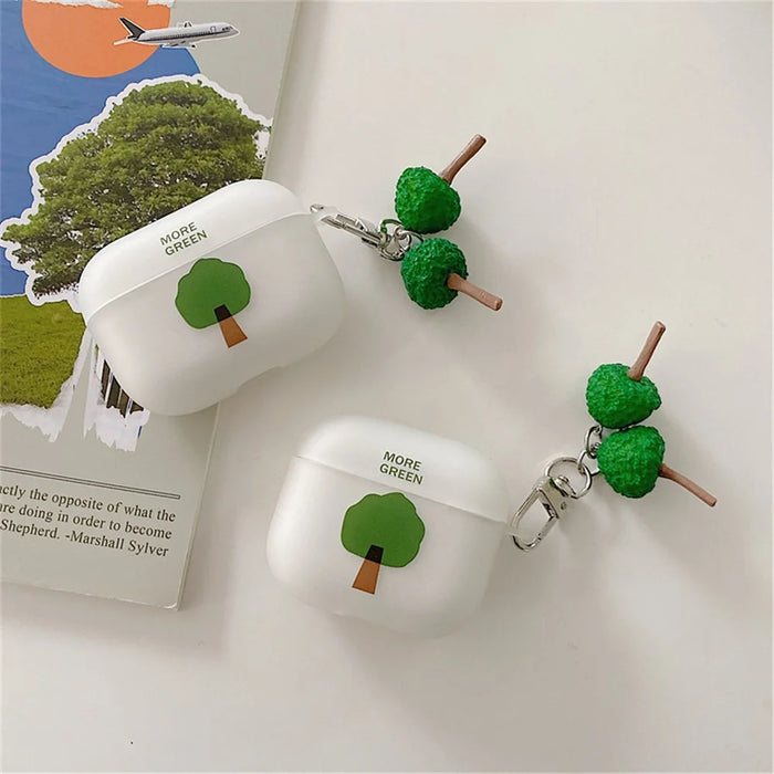 For Apple AirPods 3 Tree Pattern Matte Anti-scratch Soft TPU Protective Cover Earphone Case with Tree Pendant - 5