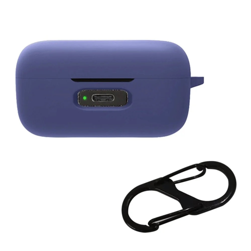 For Sennheiser Momentum True Wireless 3 Silicone Case Bluetooth-compatible Earphone Protective Cover with Anti-lost Buckle - Dark Blue - 1