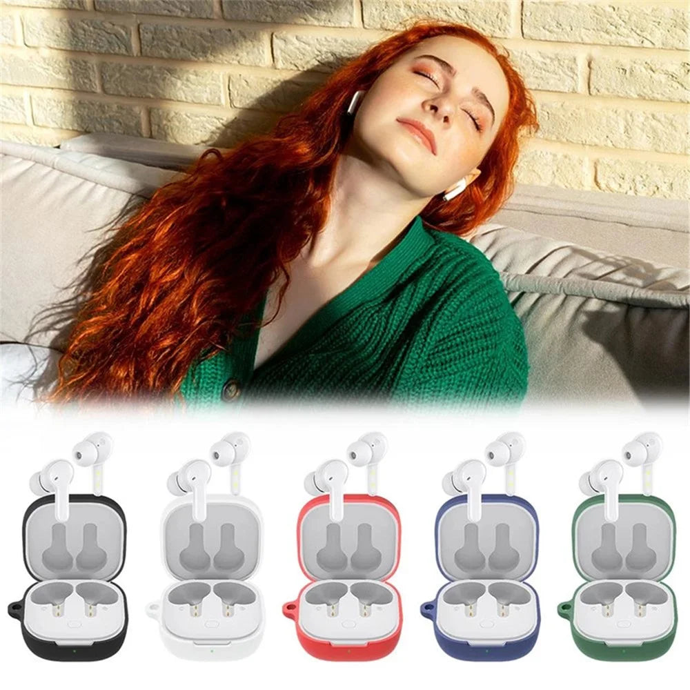 For QCY T13 Anti-scratch Silicone Cover Anti-drop Bluetooth-compatible Earphone Protective Sleeve Case with Anti-lost Buckle - Dark Blue - 2