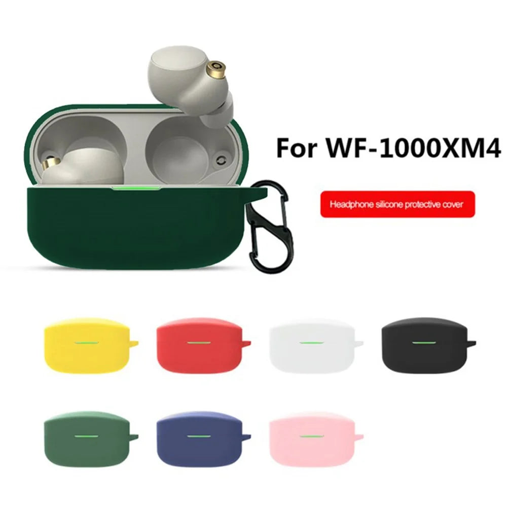 For Sony WF-1000XM4 Soft Silicone Cover Anti-shock Bluetooth-compatible Earphone Protective Sleeve Case with Anti-lost Buckle - Sky Blue - 4
