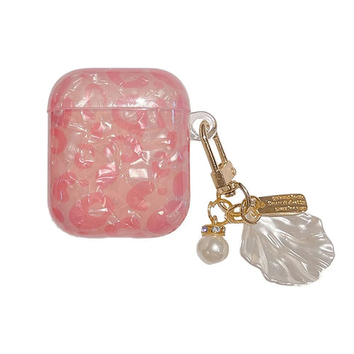 For Apple AirPods with Charging Case (2016)/(2019)/AirPods with Wireless Charging Case (2019) Shell Grain TPU Bluetooth-compatible Earphone Charging Case Protective Cover with Shell Shape Pendant - 1
