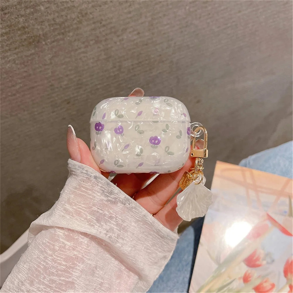 Tulip Shell Skin Protective Case for Apple AirPods Pro, Bluetooth-compatible Earphone TPU Cover with Shell-shaped Pendant - 5