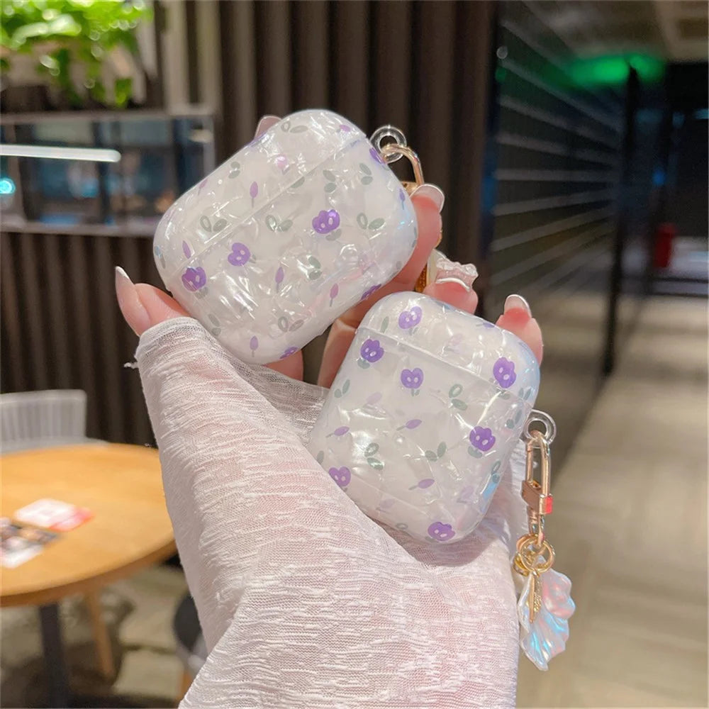 Tulip Shell Skin Protective Case for Apple AirPods Pro, Bluetooth-compatible Earphone TPU Cover with Shell-shaped Pendant - 6