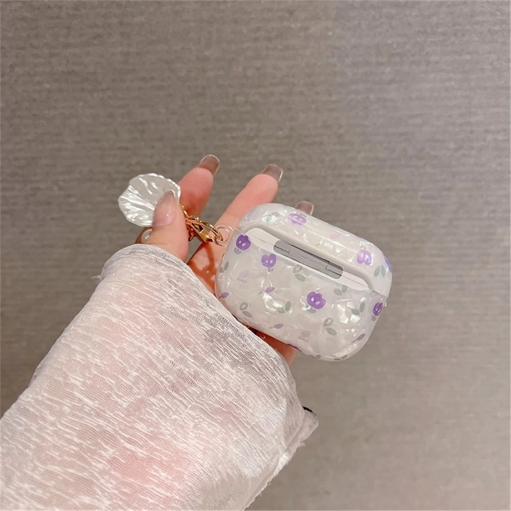 Tulip Shell Skin Earphone TPU Case for Apple AirPods 3, Anti-drop Earbud Protective Cover with Shell-shaped Pendant - 7