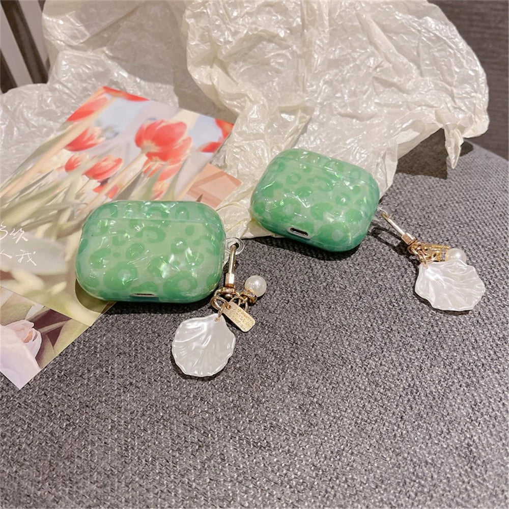 For Apple AirPods Pro Bluetooth-compatible Earphone Case Fashionable Shell Grain TPU Case Shell Pearl Pendant Design Protective Cover - 3