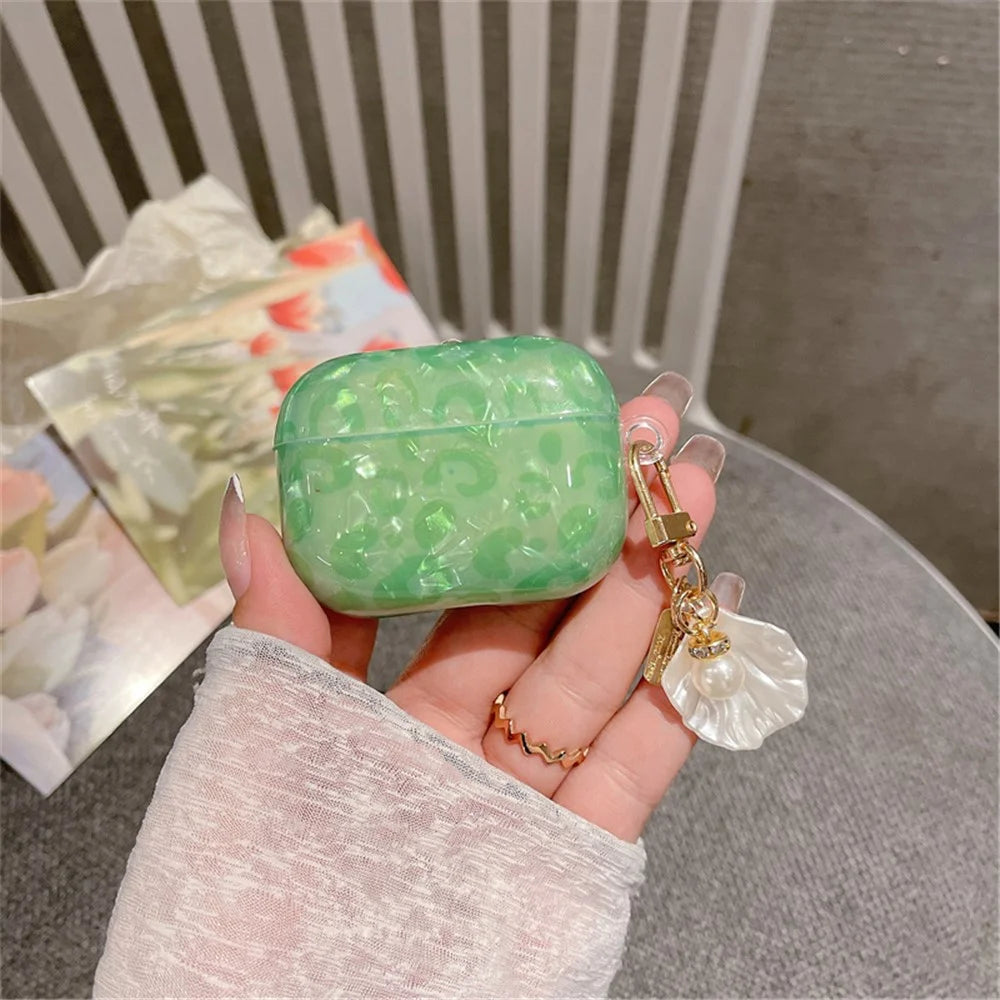 For Apple AirPods Pro Bluetooth-compatible Earphone Case Fashionable Shell Grain TPU Case Shell Pearl Pendant Design Protective Cover - 4