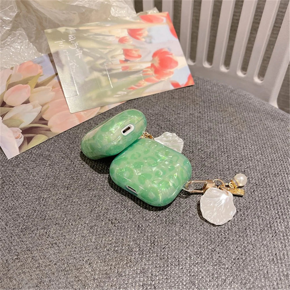 For Apple AirPods Pro Bluetooth-compatible Earphone Case Fashionable Shell Grain TPU Case Shell Pearl Pendant Design Protective Cover - 6