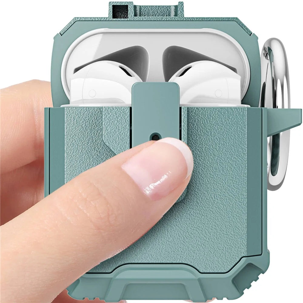 For Apple AirPods with Charging Case (2016) / (2019) / AirPods with Wireless Charging Case (2019) Earphone Case Soft TPU+PC Protective Cover - Gray Green - 3