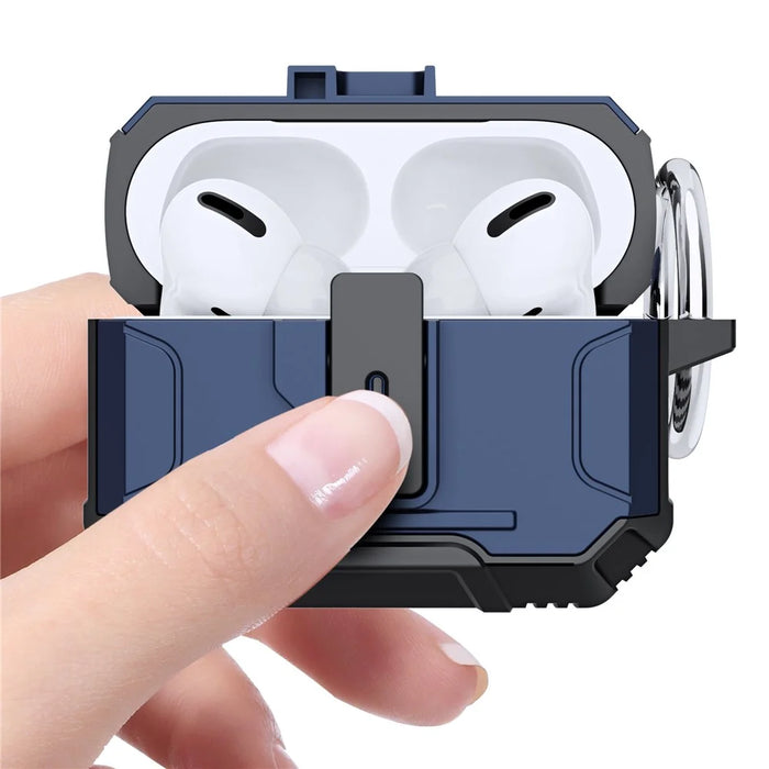 Earbuds Charging Case Protector for Apple AirPods Pro Headset Cover Soft TPU+PC Scratch Resistant Case - Blue - 3