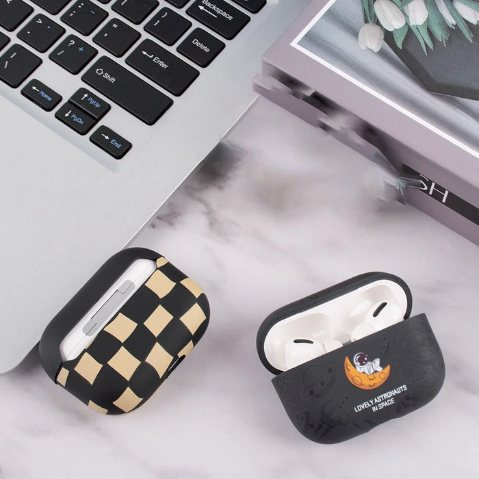 For Apple AirPods Pro Water Transfer Printing TPU Earphone Charging Case Anti-fall Protective Cover - Black Astronaut - 3