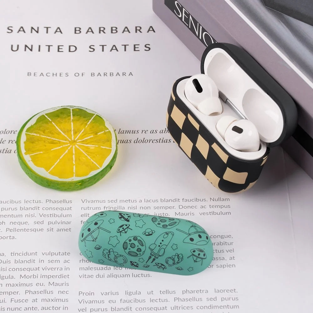For Apple AirPods Pro Water Transfer Printing TPU Earphone Charging Case Anti-fall Protective Cover - Black Astronaut - 4