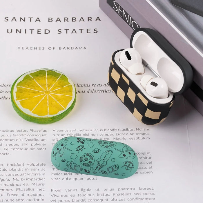 For Apple AirPods Pro Water Transfer Printing TPU Earphone Charging Case Anti-fall Protective Cover - Black Astronaut - 4