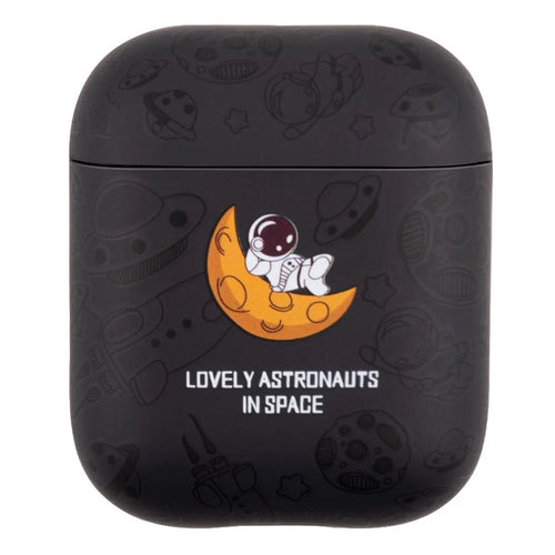 For Apple AirPods with Wireless Charging Case (2019) / AirPods with Charging Case (2019) / (2016) TPU Earphone Charging Case Water Transfer Printing Protective Cover - Black Astronaut - 1