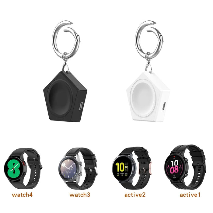 For Samsung Galaxy Watch Active/Watch Active 2/Watch4 Portable Wireless Charger Charging Dock Station - Black - 5