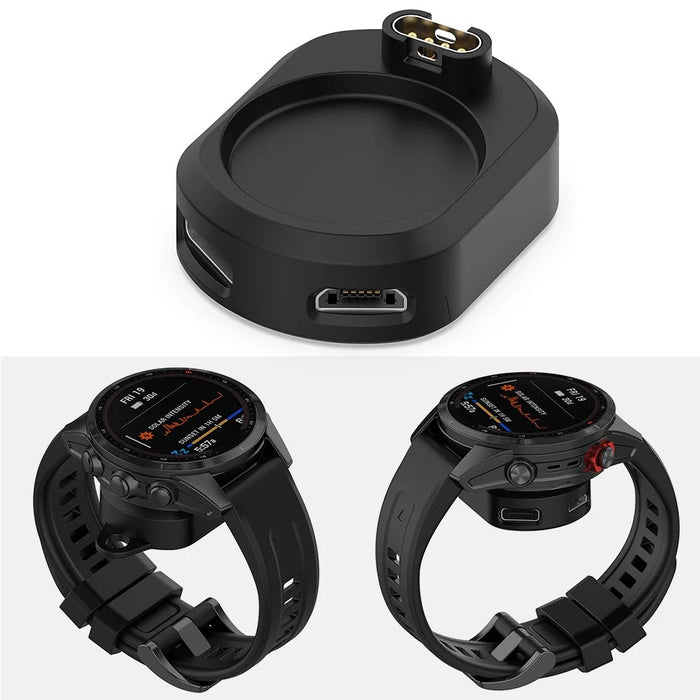 ST-004 Charger Adapter for Garmin Fenix 7 / 7S / 7X / vivoactive 5 / Venu 3 AMOLED Type C / Micro Interface Watch Charging Dock Stand - 1