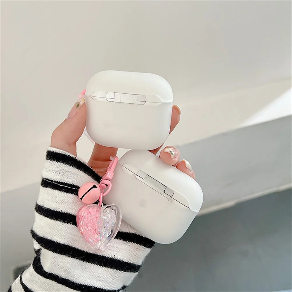 For Apple AirPods 3 Rainbow Heart Pattern Anti-drop Earphone Case Durable Soft TPU Protective Cover with Heart Pendant - 4