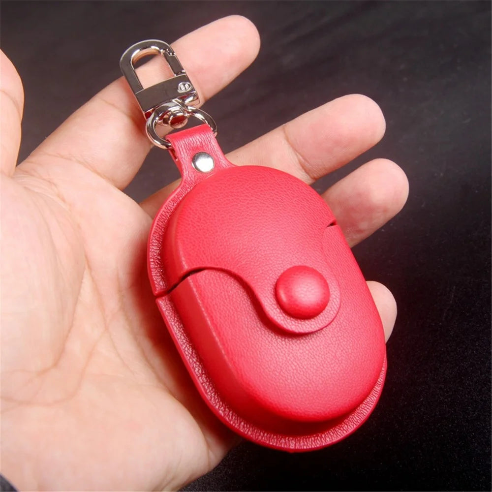 For Xiaomi Redmi AirDots S Charging Case Cover Anti-Drop Headset Protector Shockproof Leather Case with Hook - Red - 1