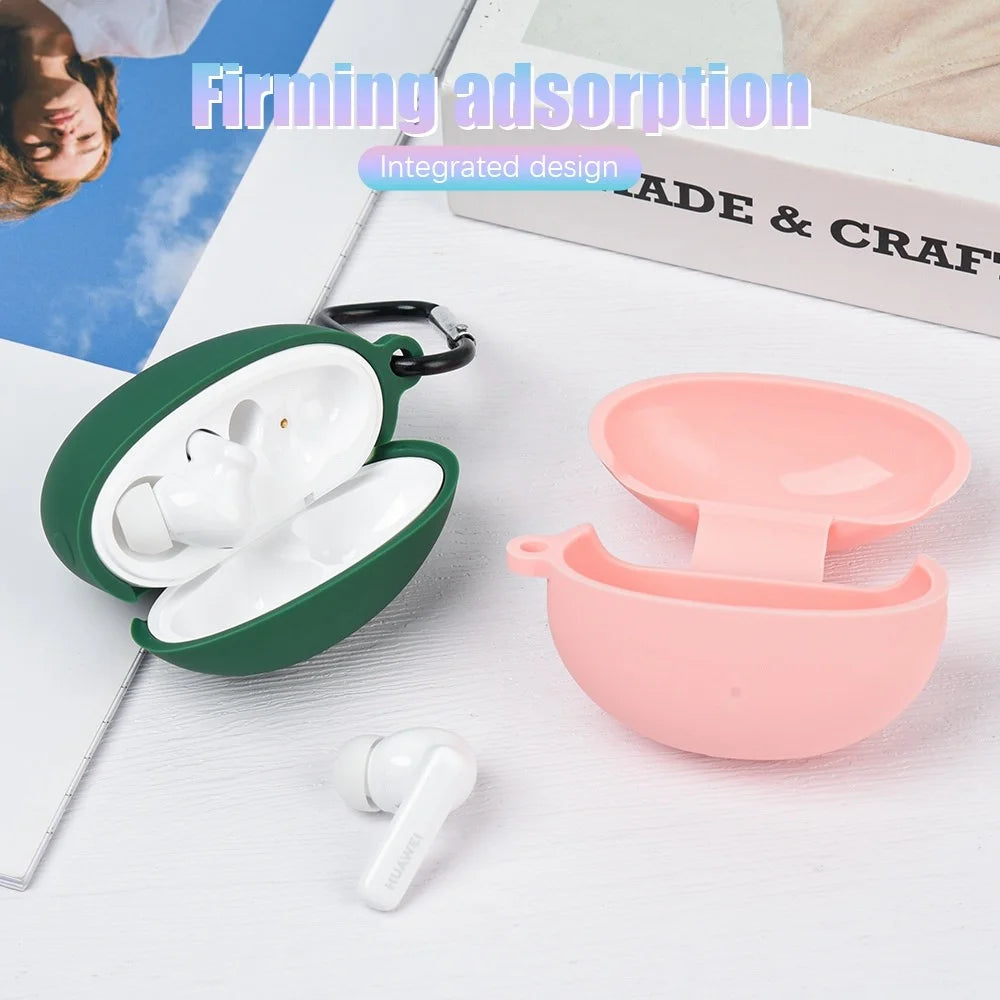 For Huawei FreeBuds 5i Bluetooth-compatible Earphone Silicone Protective Case Anti-drop Cover - Midnight Green - 5
