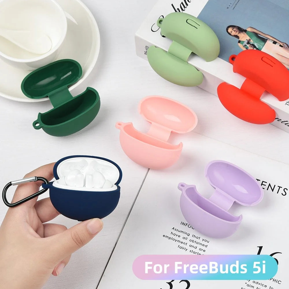 For Huawei FreeBuds 5i Bluetooth-compatible Earphone Silicone Protective Case Anti-drop Cover - Midnight Green - 6