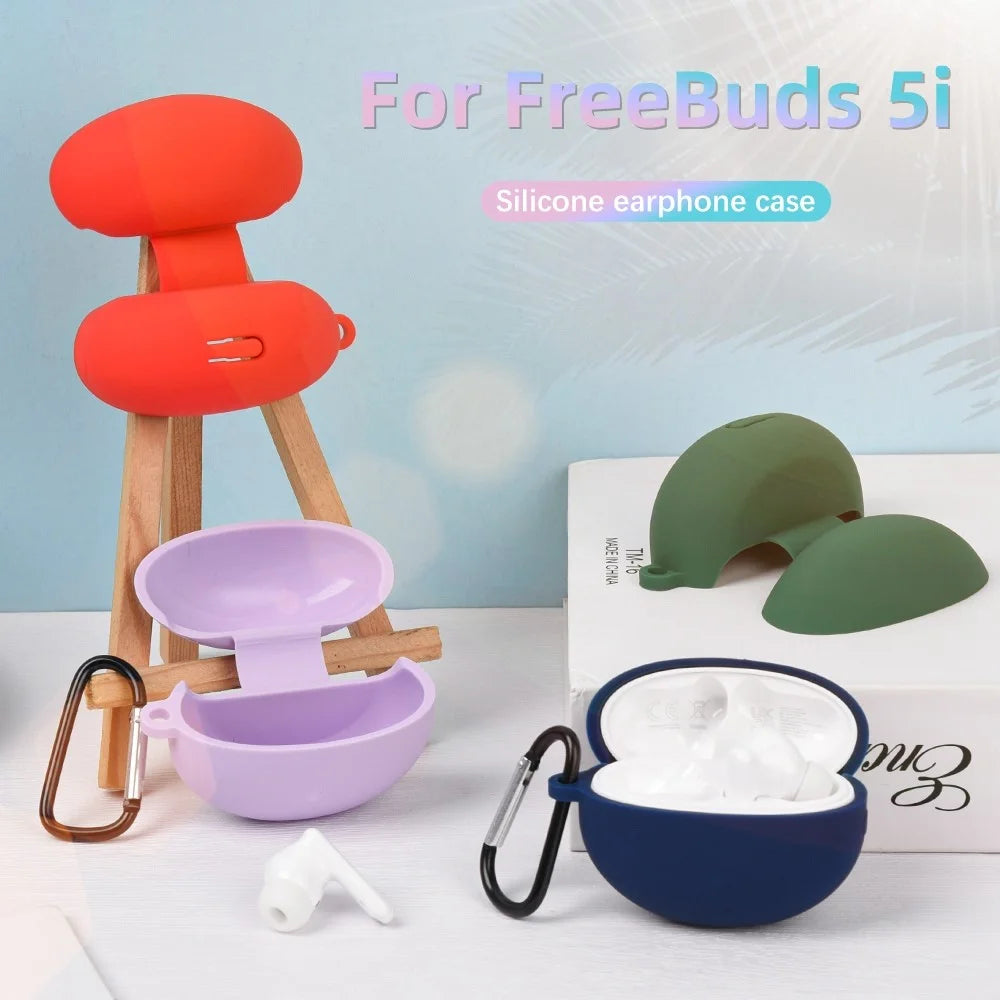 For Huawei FreeBuds 5i Bluetooth-compatible Earphone Silicone Protective Case Anti-drop Cover - Midnight Green - 7