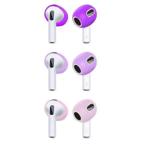 For Apple AirPods 3 3 Pairs Earbuds Anti-slip Silicone Cover Bluetooth-compatible Earphones Earmuffs Ear Tips - Light Purple / Dark Purple / Pink - 1