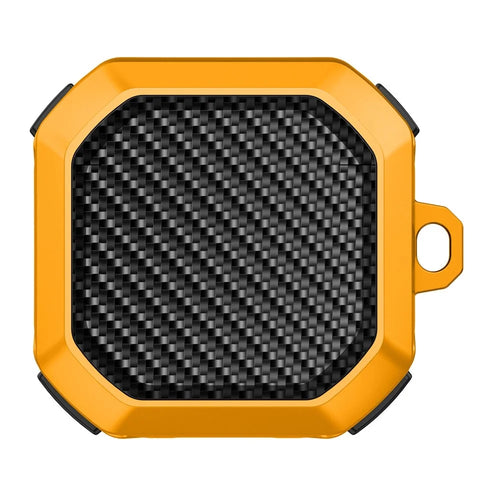 For Samsung Buds Live / Buds2 / Buds 2 Pro  / Buds Pro Anti-Drop Case Thunder Carbon Fibre Texture Earbuds Charging Case Cover Soft TPU+PC Protector - Yellow - 1
