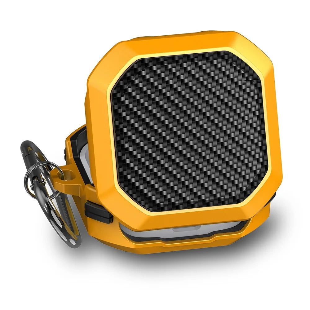 For Samsung Buds Live / Buds2 / Buds 2 Pro  / Buds Pro Anti-Drop Case Thunder Carbon Fibre Texture Earbuds Charging Case Cover Soft TPU+PC Protector - Yellow - 3