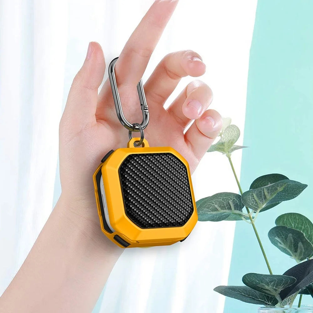 For Samsung Buds Live / Buds2 / Buds 2 Pro  / Buds Pro Anti-Drop Case Thunder Carbon Fibre Texture Earbuds Charging Case Cover Soft TPU+PC Protector - Yellow - 6