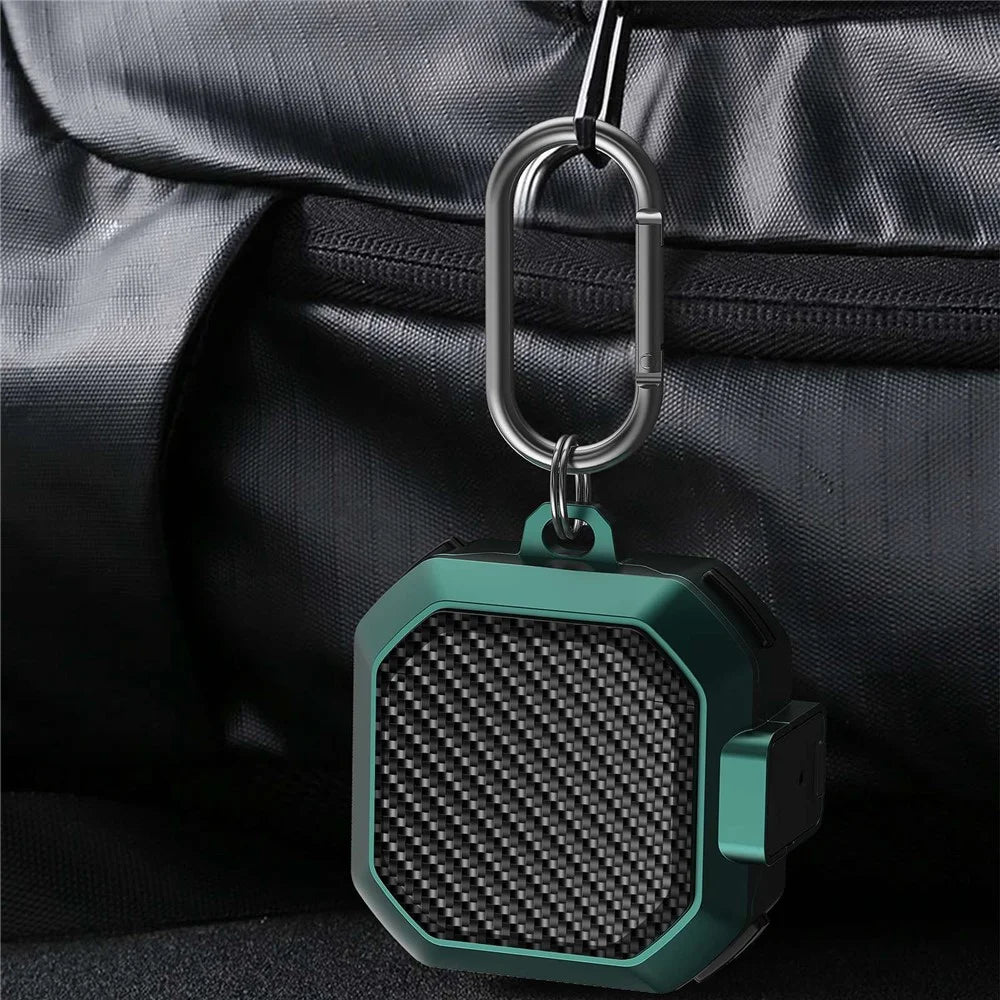 For Samsung Buds Live / Buds2 / Buds 2 Pro  / Buds Pro Carbon Fibre Texture Shockproof Case Earbuds Charging Case Cover Soft TPU+PC Headset Protector - Black Green - 5