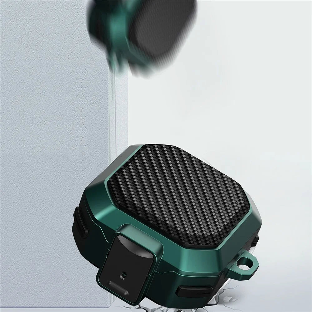 For Samsung Buds Live / Buds2 / Buds 2 Pro  / Buds Pro Carbon Fibre Texture Shockproof Case Earbuds Charging Case Cover Soft TPU+PC Headset Protector - Black Green - 7