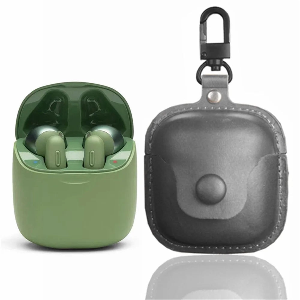 For JBL Tune 225TWS Crazy Horse Texture PU Leather Bluetooth-compatible Earphone Protective Case Anti-drop Anti-scratch Cover - Black - 2