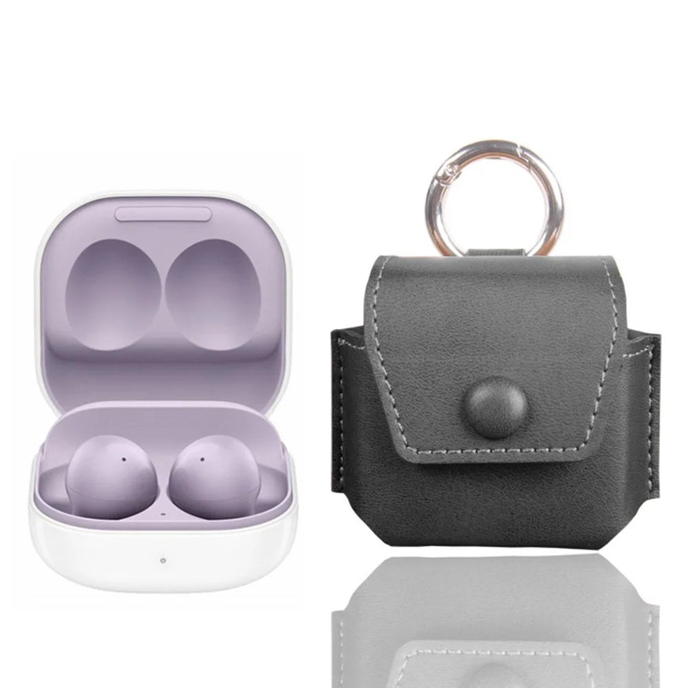 For Samsung Galaxy Buds2 / Buds Live / Buds Pro Bluetooth-compatible Earphone Crazy Horse Texture PU Leather Protective Bag Anti-scratch Anti-drop Cover - Black - 2