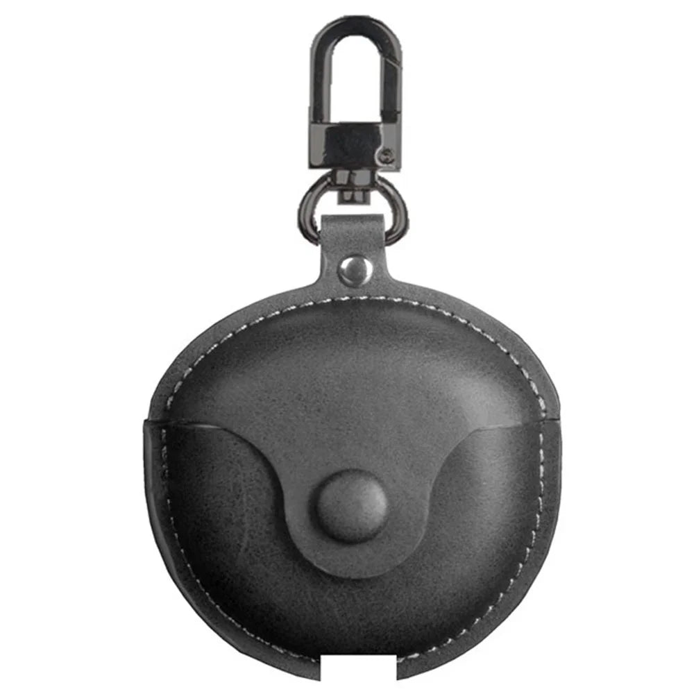 For Huawei FreeBuds 4 / 4E Crazy Horse Texture PU Leather Protective Case Bluetooth-compatible Earphone Anti-drop Anti-lost Cover - Black - 1