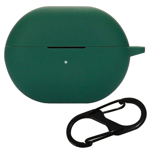 For Haylou GT1 2022 Anti-scratch Silicone Cover TWS Earphone Protective Sleeve Case with Anti-lost Buckle - Midnight Green - 1