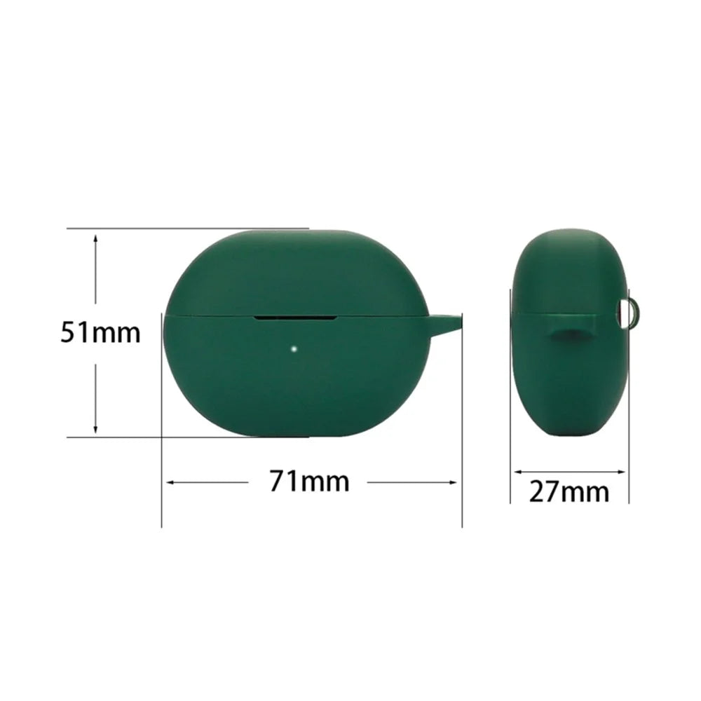For Haylou GT1 2022 Anti-scratch Silicone Cover TWS Earphone Protective Sleeve Case with Anti-lost Buckle - Midnight Green - 6