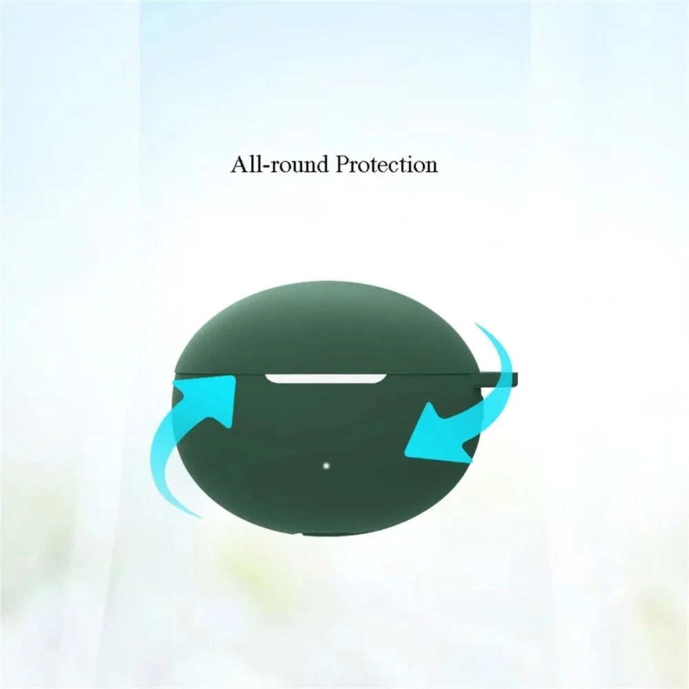 For Huawei FreeBuds 5i Bluetooth-compatible Earphone Silicone Case Anti-drop Anti-scratch Protective Cover with Anti-lost Buckle - Blackish Green - 5