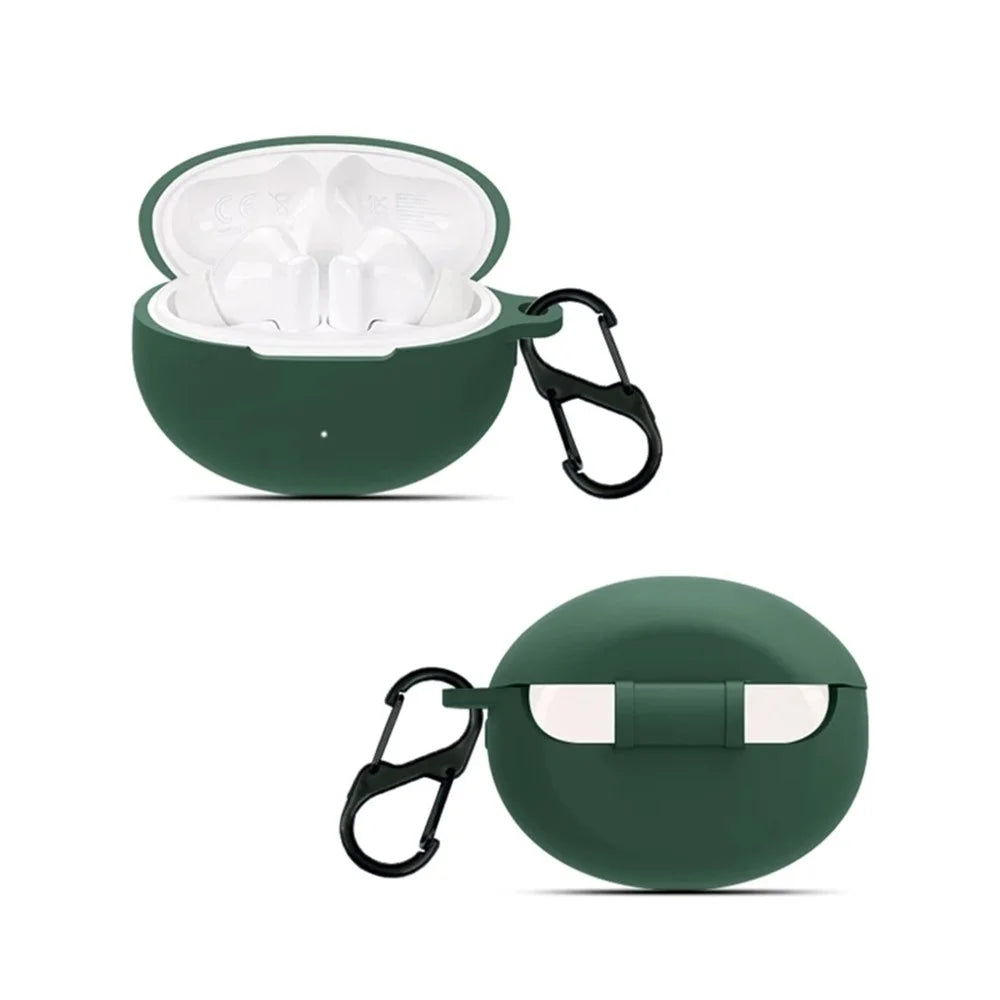 For Huawei FreeBuds 5i Bluetooth-compatible Earphone Silicone Case Anti-drop Anti-scratch Protective Cover with Anti-lost Buckle - Blackish Green - 6