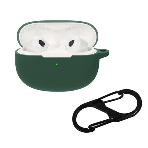 For Xiaomi Buds 3T Pro Bluetooth-compatible Earphone Soft Silicone Case Drop-proof Protective Cover with Anti-lost Buckle - Blackish Green - 1