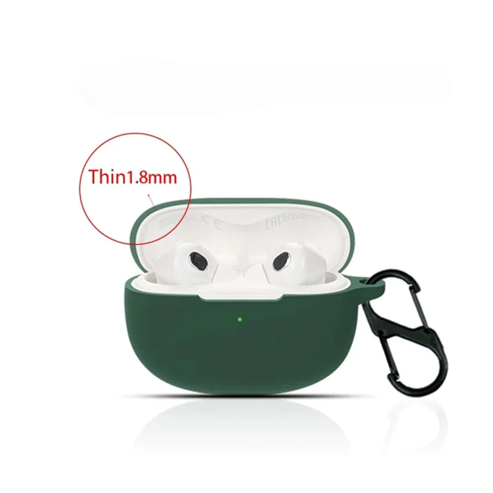For Xiaomi Buds 3T Pro Bluetooth-compatible Earphone Soft Silicone Case Drop-proof Protective Cover with Anti-lost Buckle - Blackish Green - 4