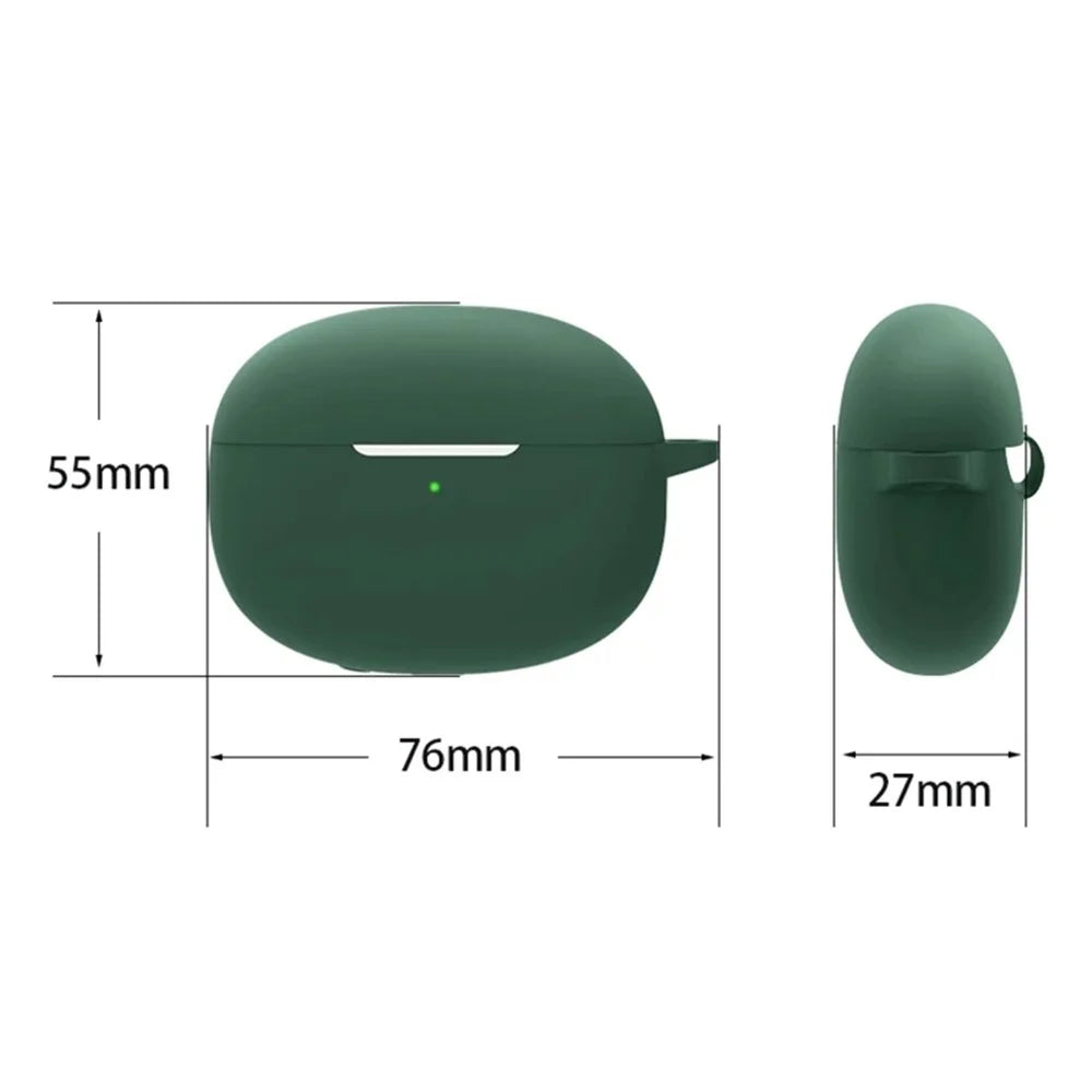 For Xiaomi Buds 3T Pro Bluetooth-compatible Earphone Soft Silicone Case Drop-proof Protective Cover with Anti-lost Buckle - Blackish Green - 5
