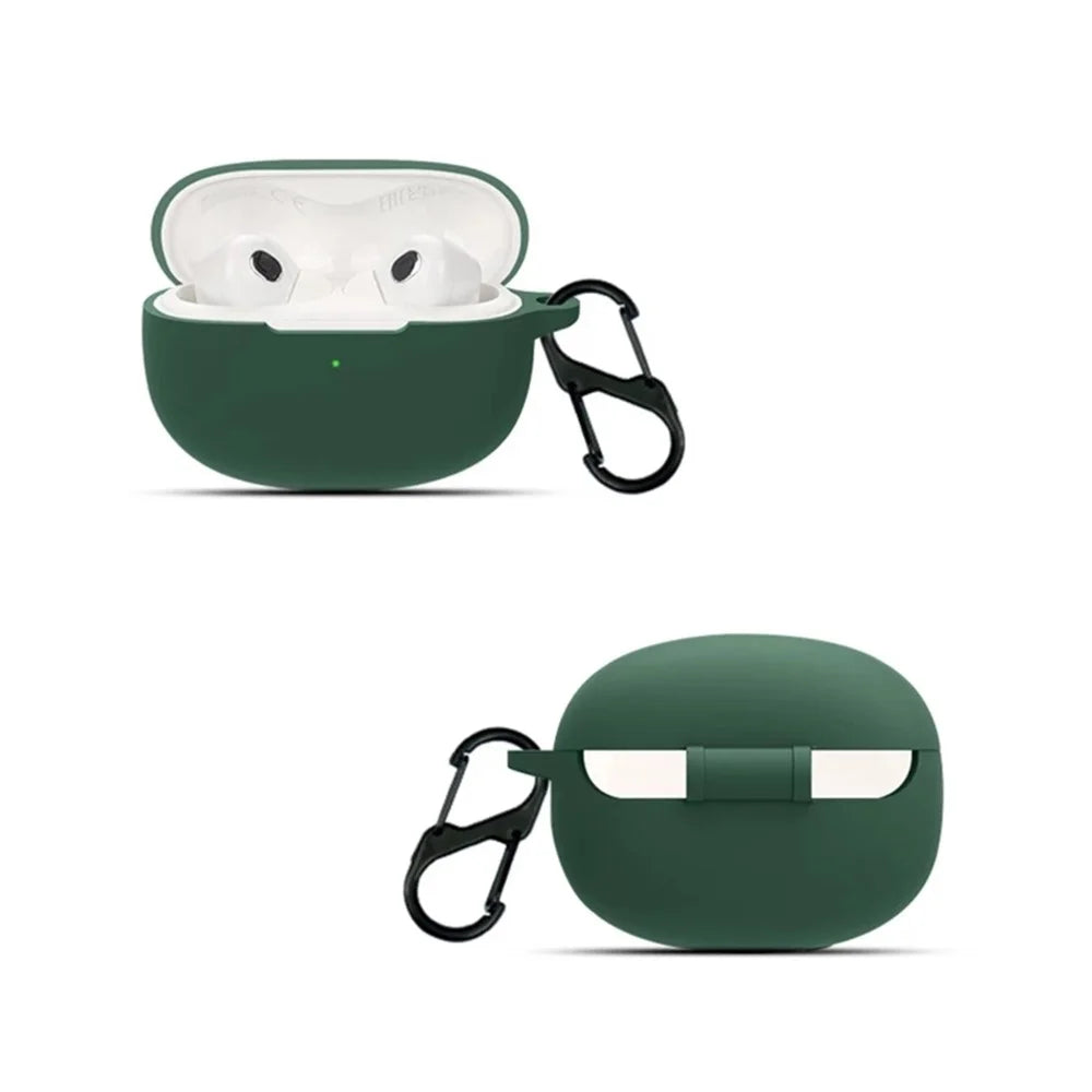 For Xiaomi Buds 3T Pro Bluetooth-compatible Earphone Soft Silicone Case Drop-proof Protective Cover with Anti-lost Buckle - Blackish Green - 6